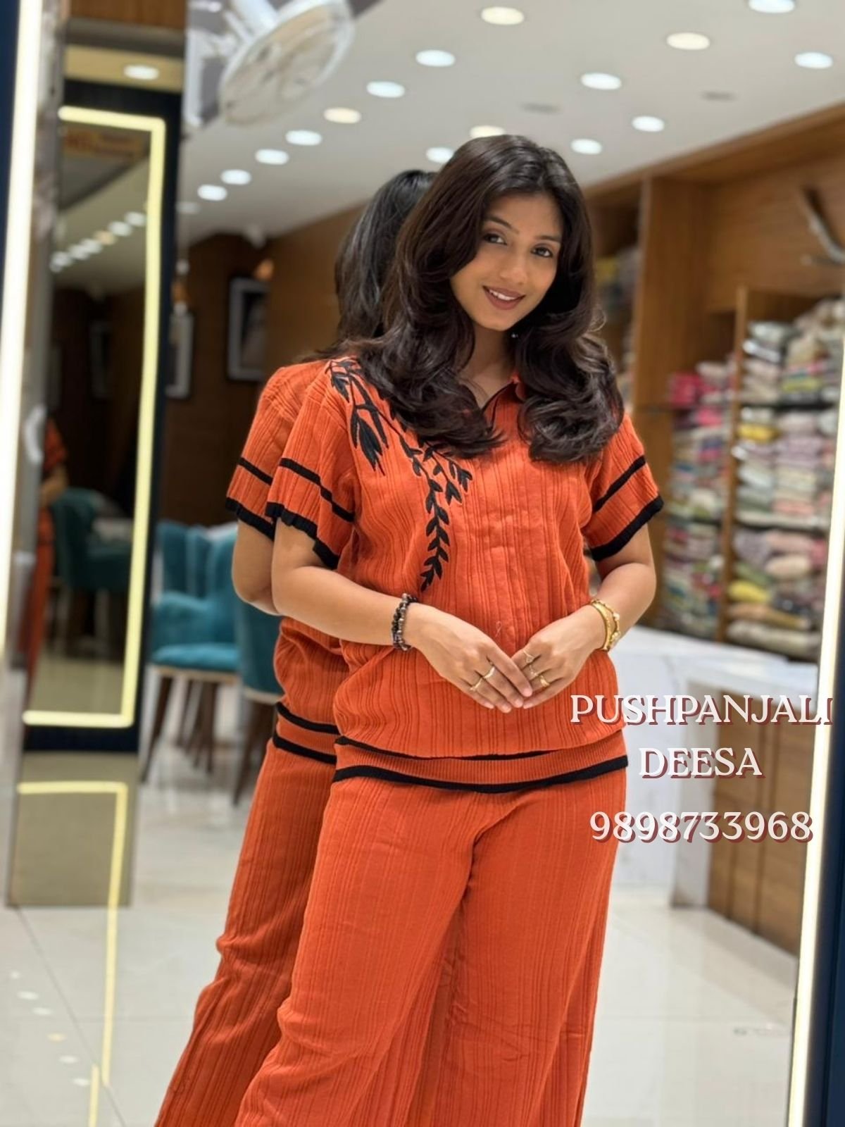 Rust Orange Designer Co-Ord Set - Image 2