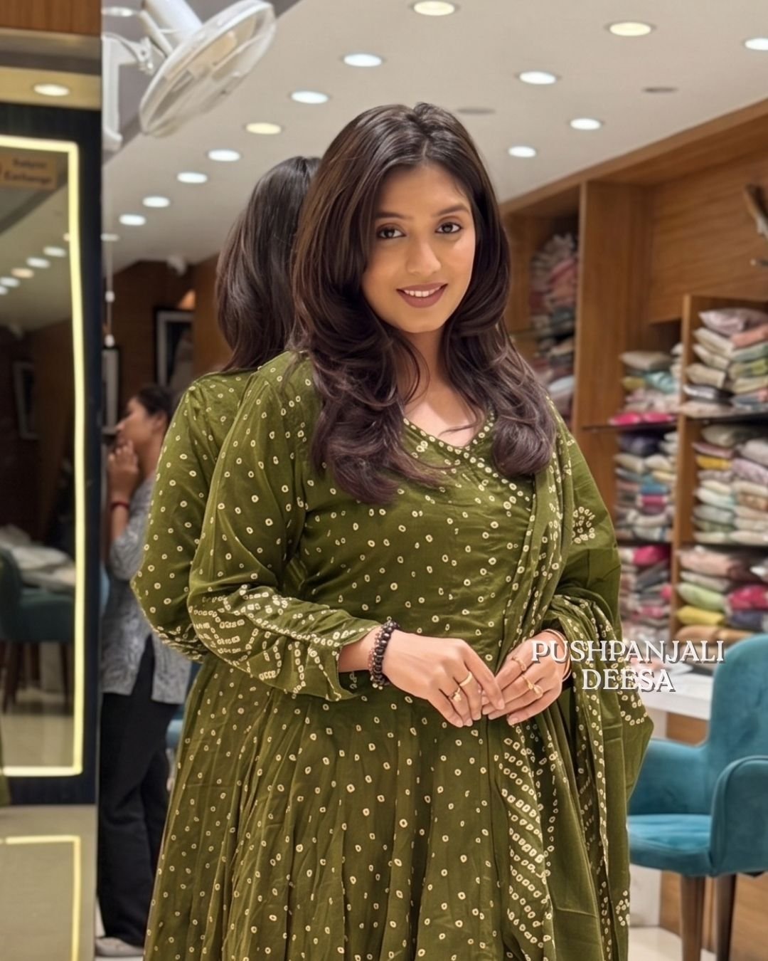 Olive Green Anarkali Suit Set - Image 2