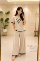Butter White Heart Print Co-Ord Set | Premium Airport Look & Casual Wear
