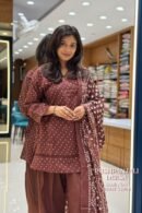 Chocolate Brown Printed 3-Piece Ethnic Suit Set