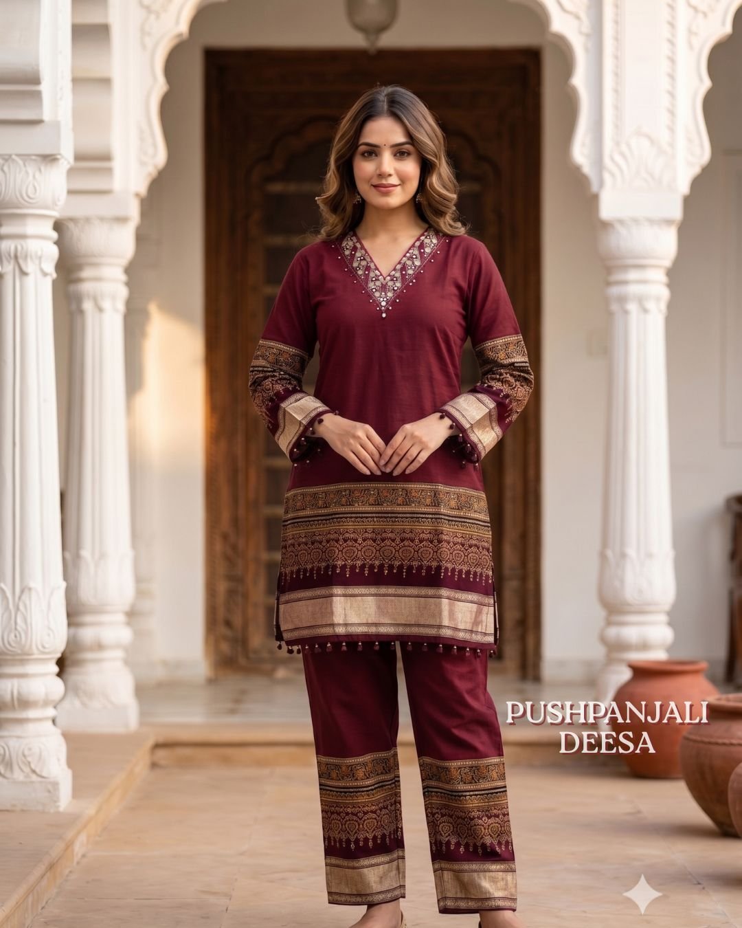 Maroon Designer Co-Ord Set