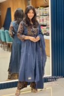 Blue Printed Cotton Kurti Set | Ethnic A-Line Kurta with Dupatta