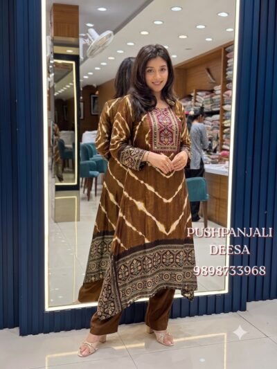 Chocolate Brown Designer GAGGY SILK Suit Set
