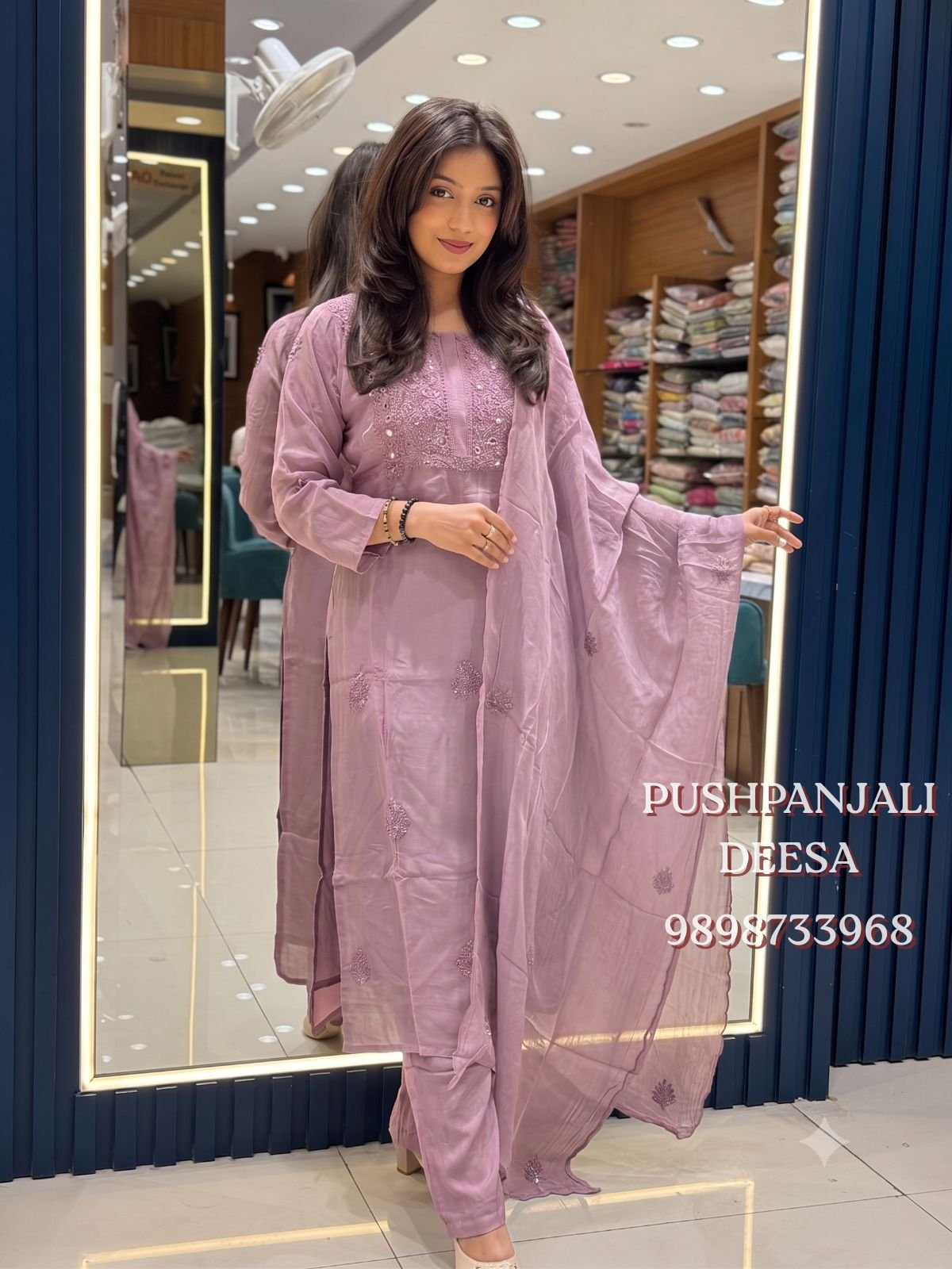 Designer LILAC PINK Viscose Suit Set