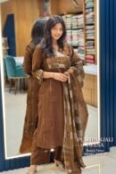 Brown Printed Cotton Kurti Pant Set with Dupatta | Premium Imported Fabric