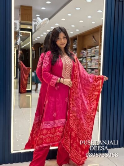 Rani Pink Bandhani 3-Piece Set