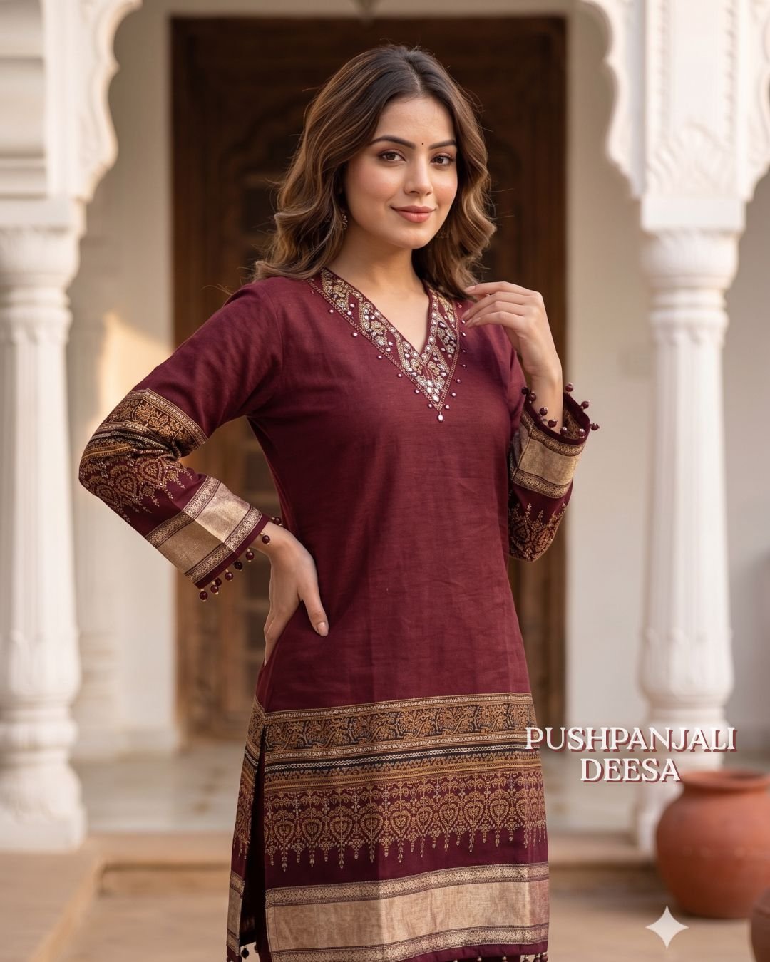 Maroon Designer Co-Ord Set - Image 2