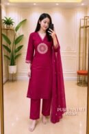 Pink Embroidered Kurta Pant Dupatta Set