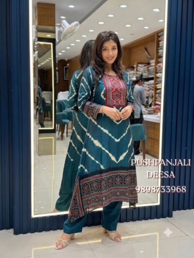 Teal Blue Designer GAGGY SILK Suit Set
