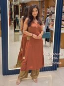 Rust Orange Designer MASHRU GAGGY Suit Set