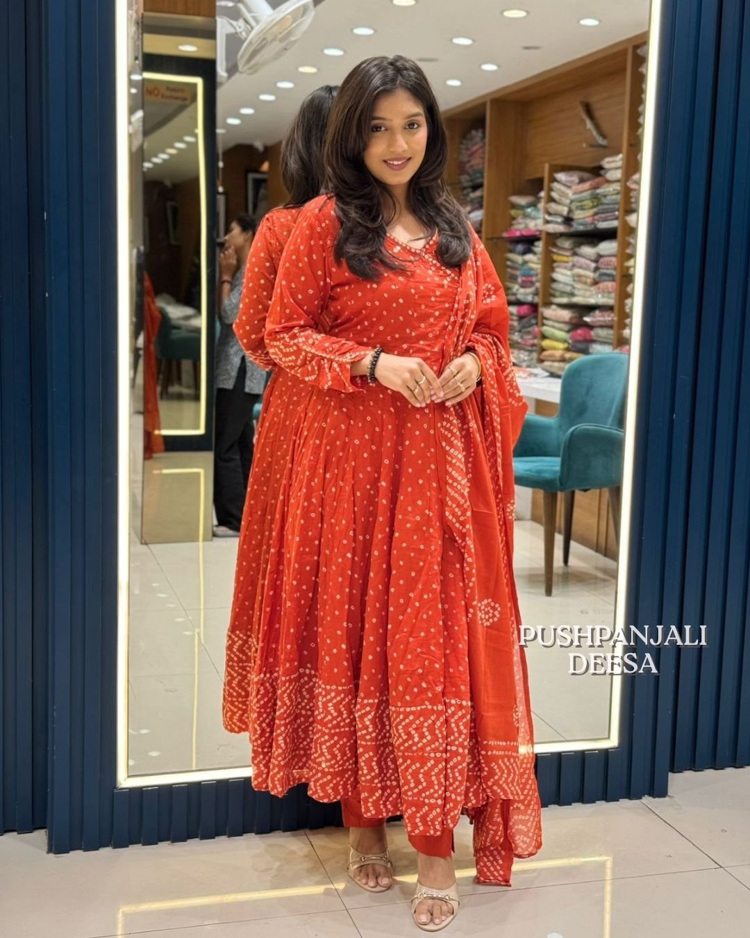 Orange Anarkali Suit Set