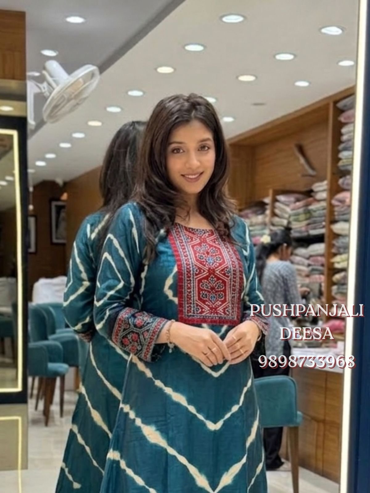 Teal Blue Designer GAGGY SILK Suit Set - Image 2
