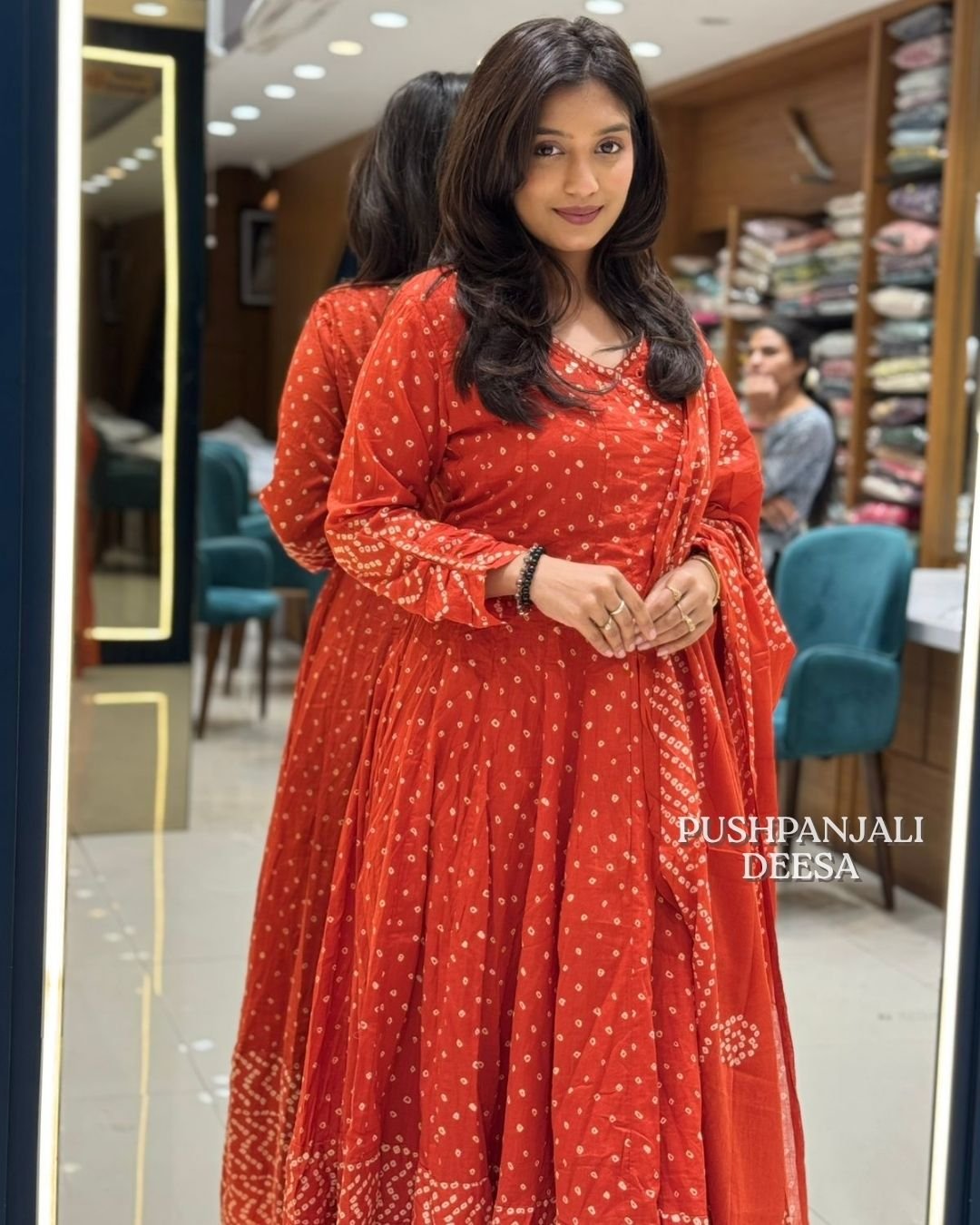 Orange Anarkali Suit Set - Image 2