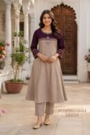 Wine & Beige Pure Rayon 2-Piece Set