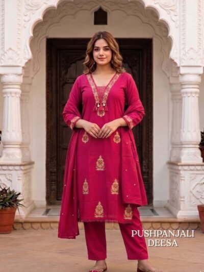 Rani Pink Embroidered 3-Piece Set