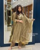 Olive Green Mul Chanderi Suit Set