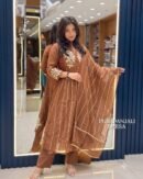 Coffee Brown Mul Chanderi Suit Set