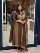 Premium Mul Chanderi Brown Designer Kurti Set