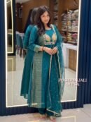 Premium Mul Chanderi Teal Green Designer Kurti Set