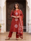 ❤️ Red Designer Pure Cotton Suit Set