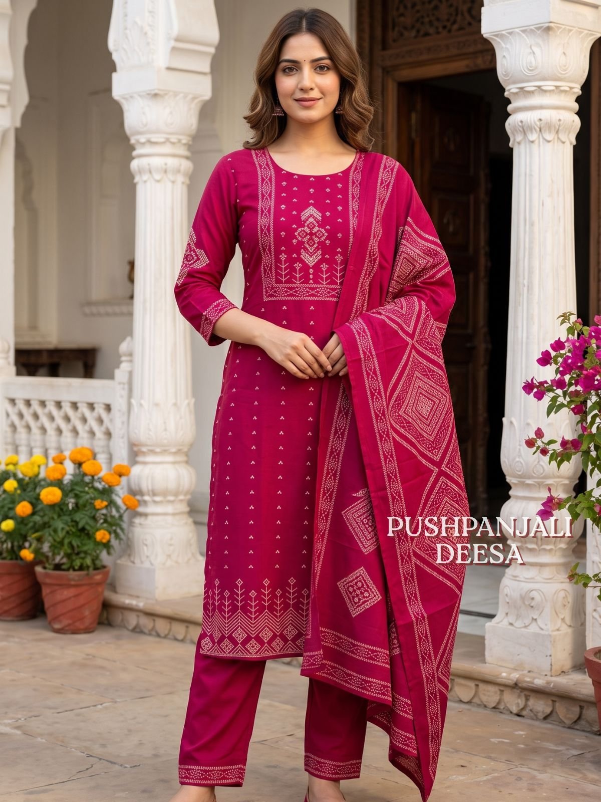 💗 Rani Pink Designer Gaggy Silk Suit Set