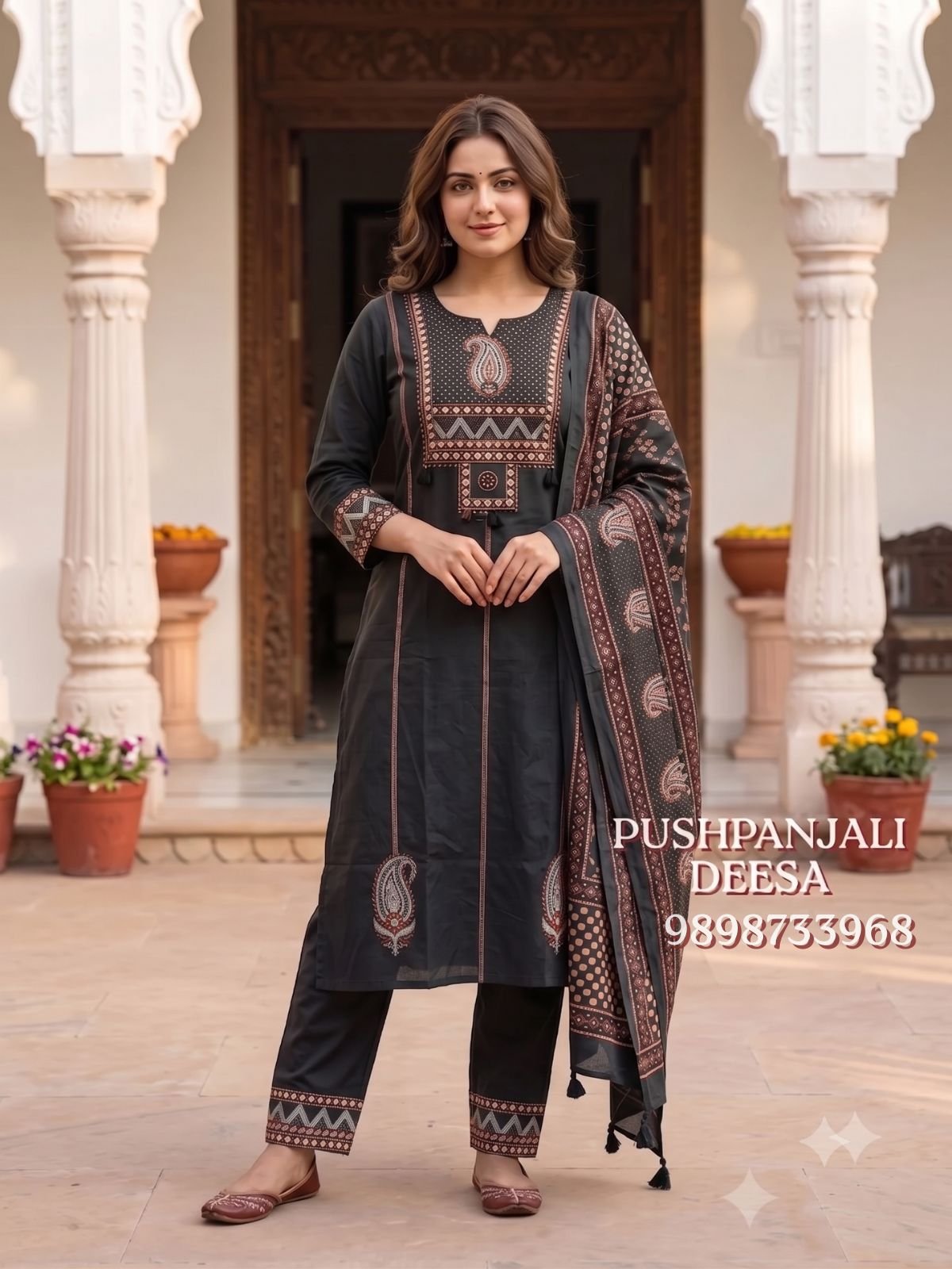🖤 Black Designer Pure Cotton Suit Set
