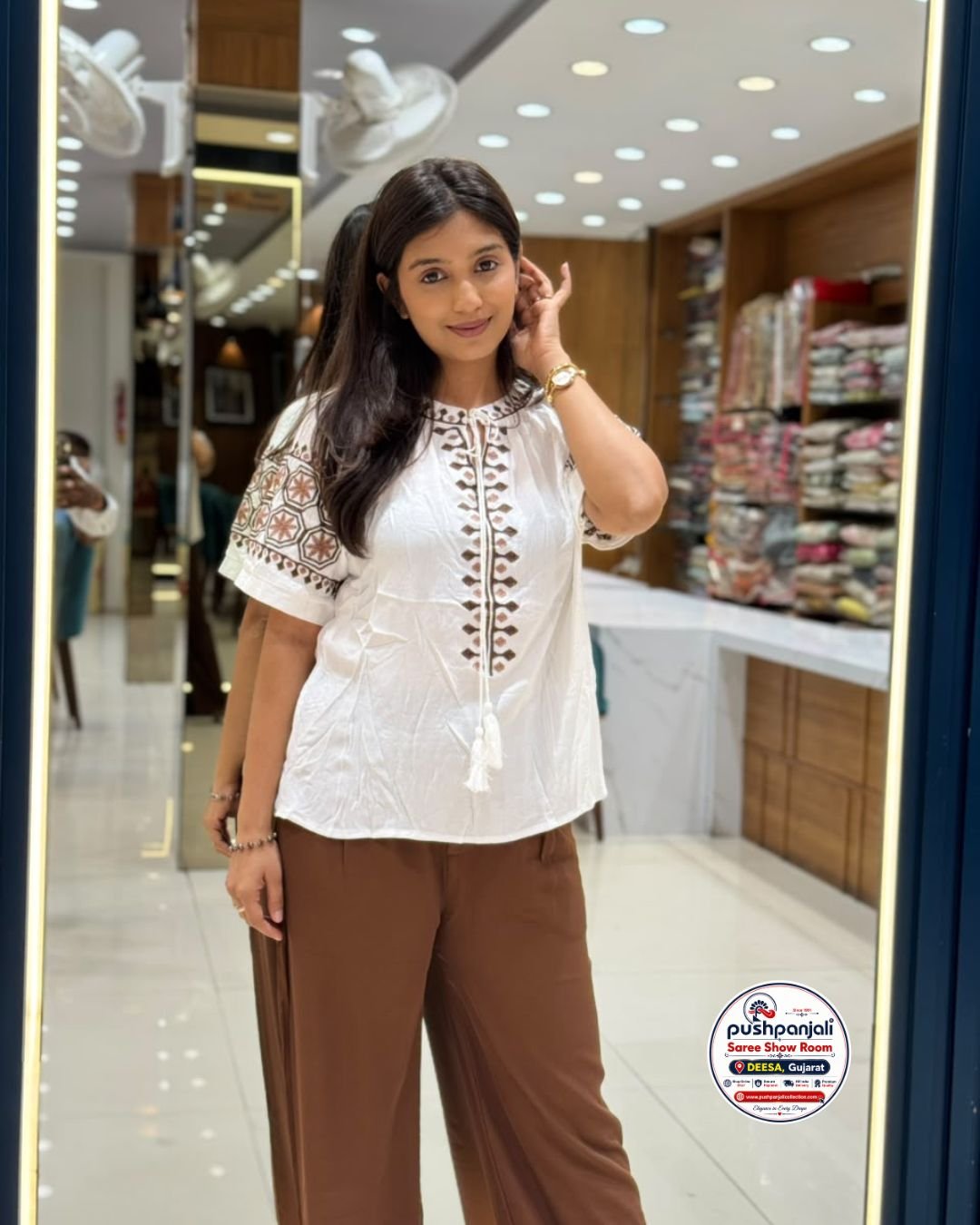 White Embroidered Imported Top
