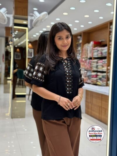 Black Embroidered Imported Top