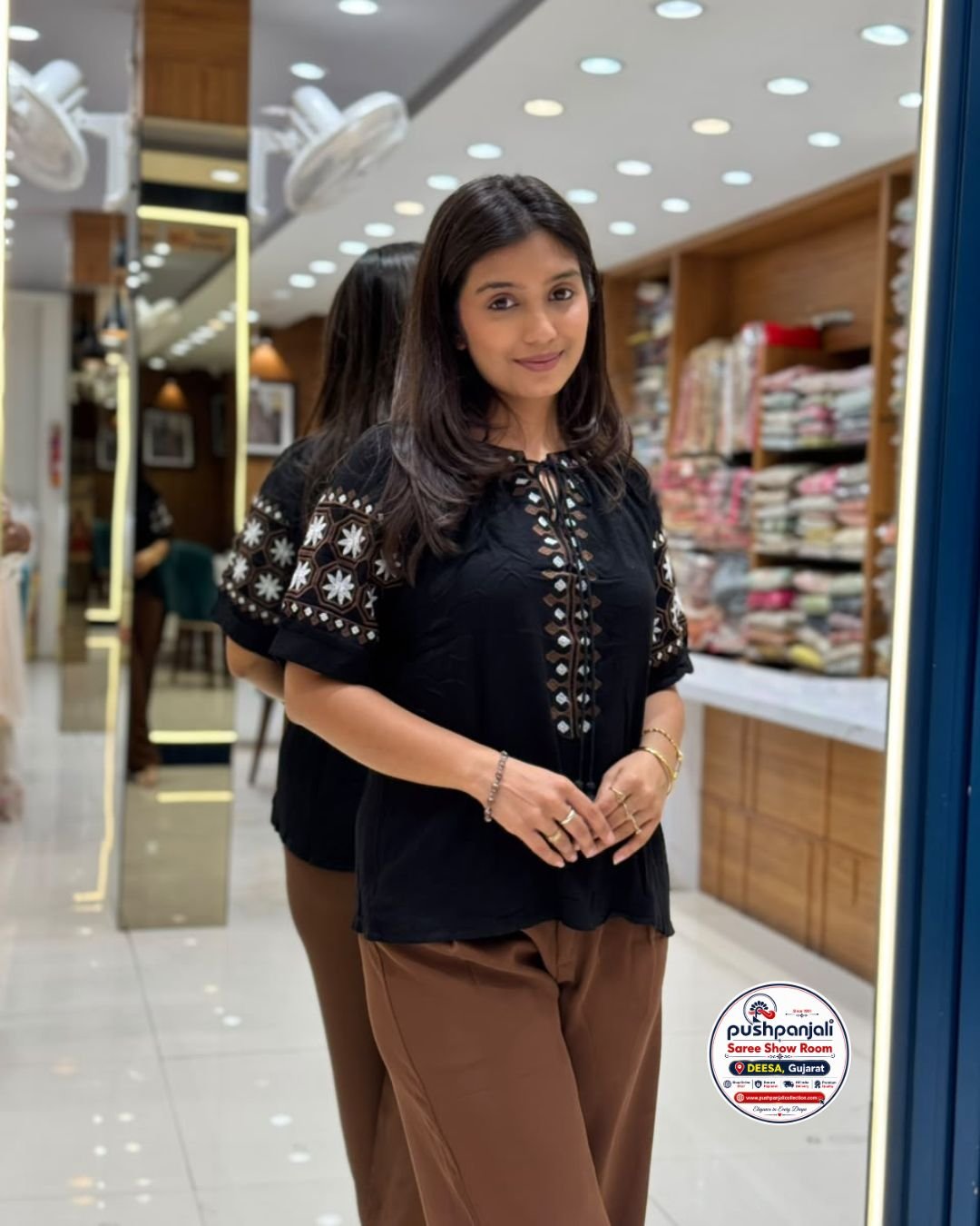 Black Embroidered Imported Top
