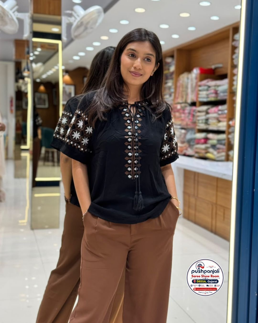 Black Embroidered Imported Top - Image 3