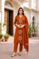 Orange Embroidered Kurta Set with Dupatta | Premium Ethnic Wear
