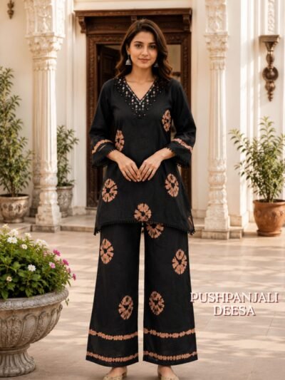 Dark Green Bandhani Print Co-Ord Set | Premium Ethnic Fusion Wear