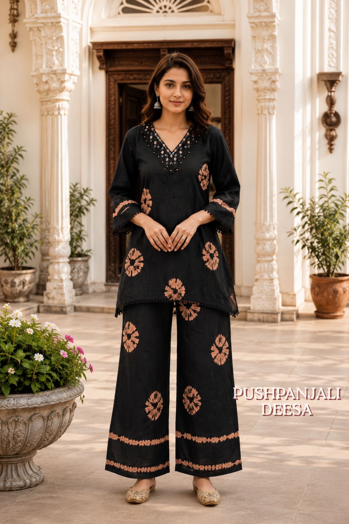 Dark Green Bandhani Print Co-Ord Set | Premium Ethnic Fusion Wear