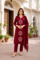 Red Embroidered Kurta Set with Dupatta | Premium Ethnic Wear