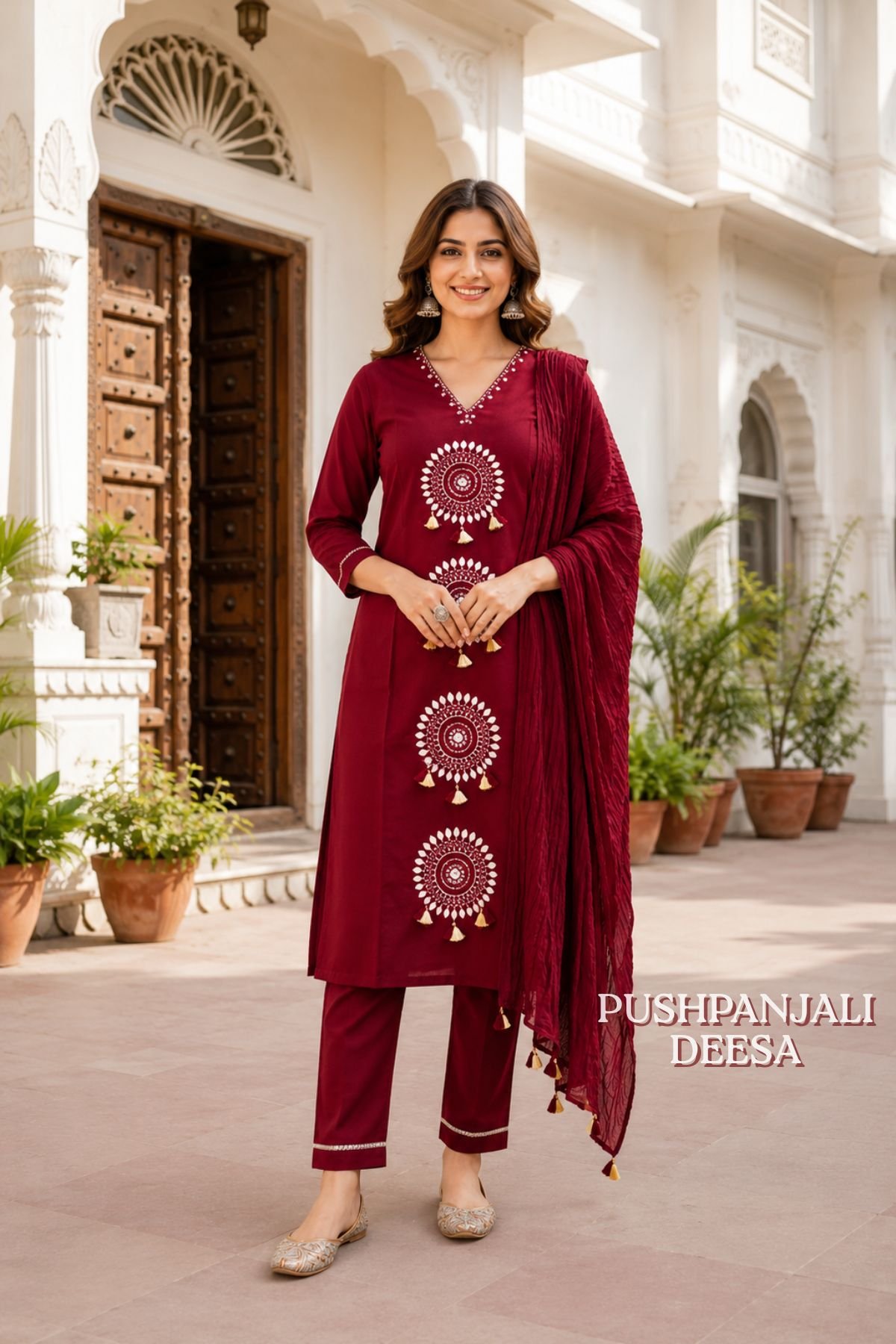Red Embroidered Kurta Set with Dupatta | Premium Ethnic Wear