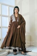 Chocolate Brown Mul Cotton Embroidered Kurta Pant