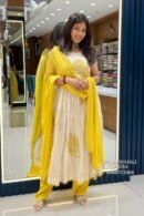 Lemon Yellow Mul Cotton Embroidered Anarkali Suit Set