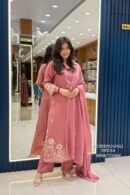 Pink Floral Embroidered Pure Cotton Suit Set