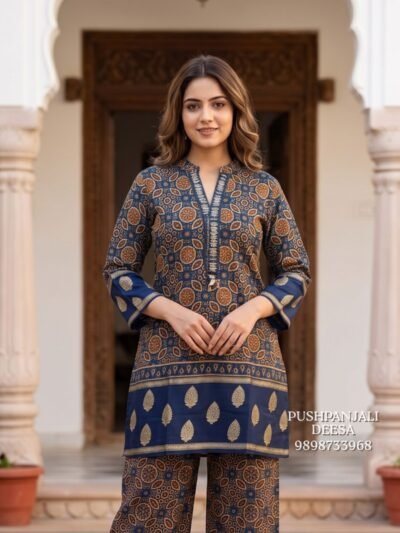 Navy Blue Printed Co-Ord Set