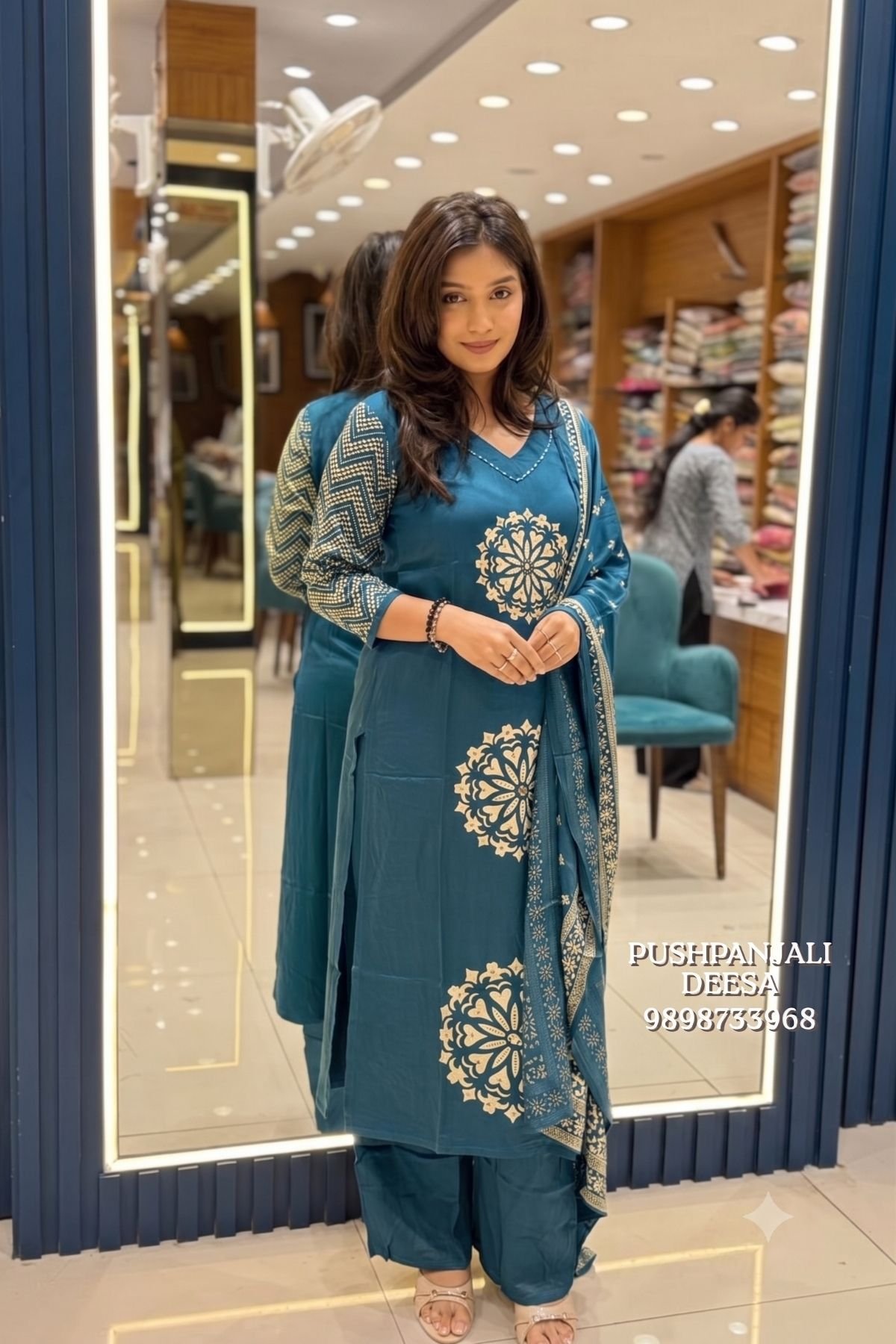 Teal Blue GAGGY SILK Suit Set