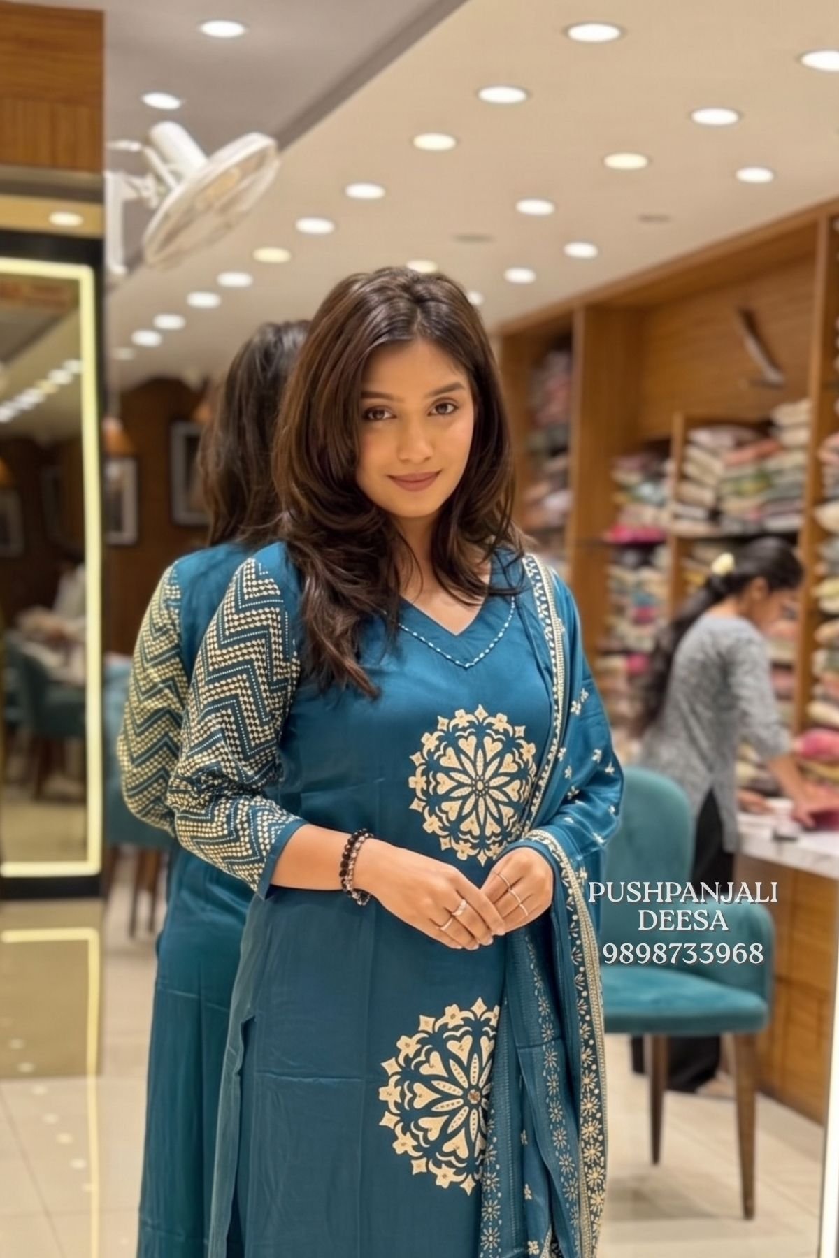 Teal Blue GAGGY SILK Suit Set - Image 2