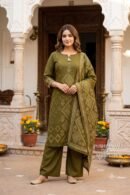 Brown Printed Mashru Gaggy Co-Ord Set