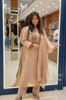 Beige Embroidered Kurta Pant Set