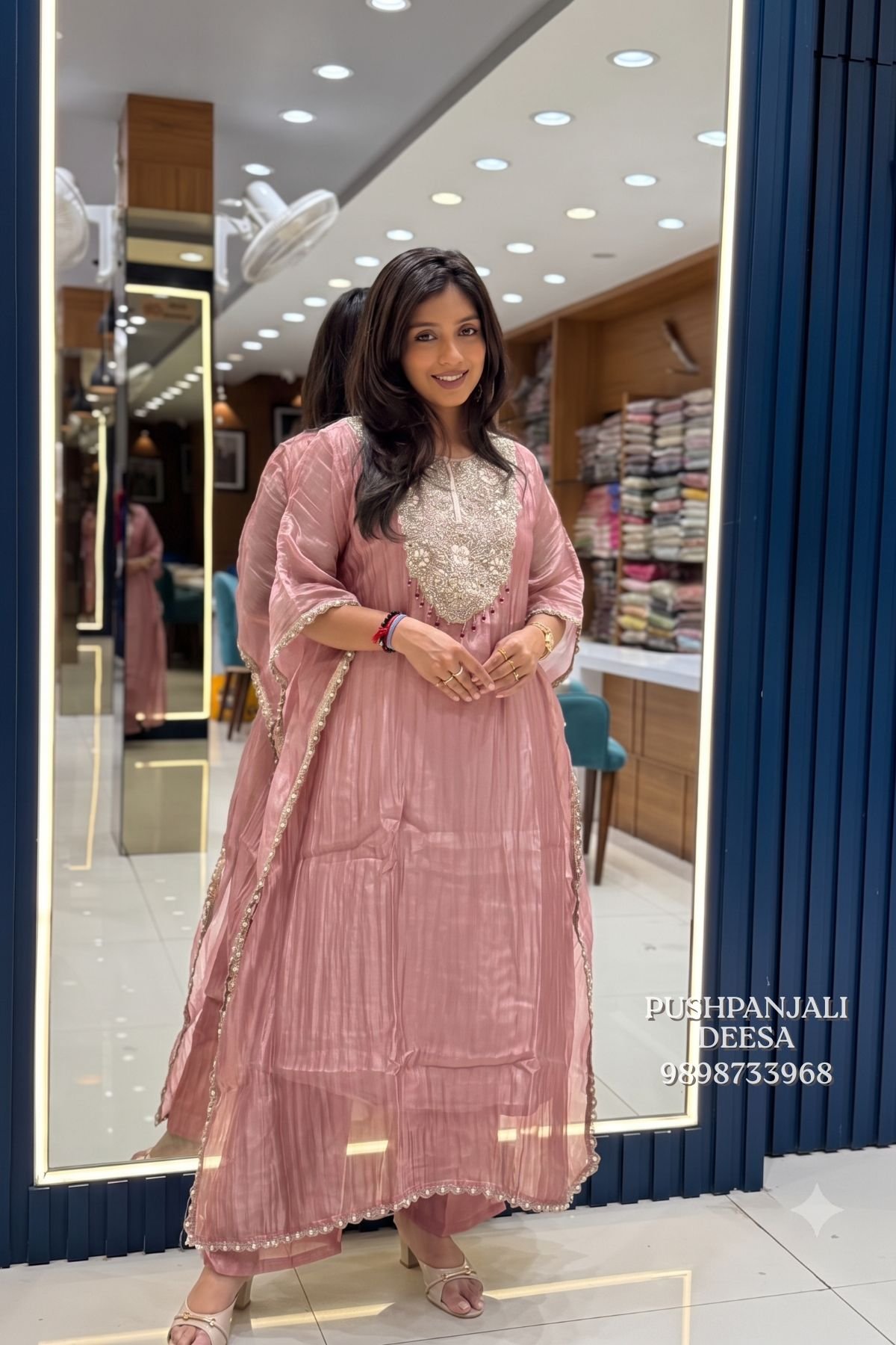 Pink Embroidered Kaftan - Image 2