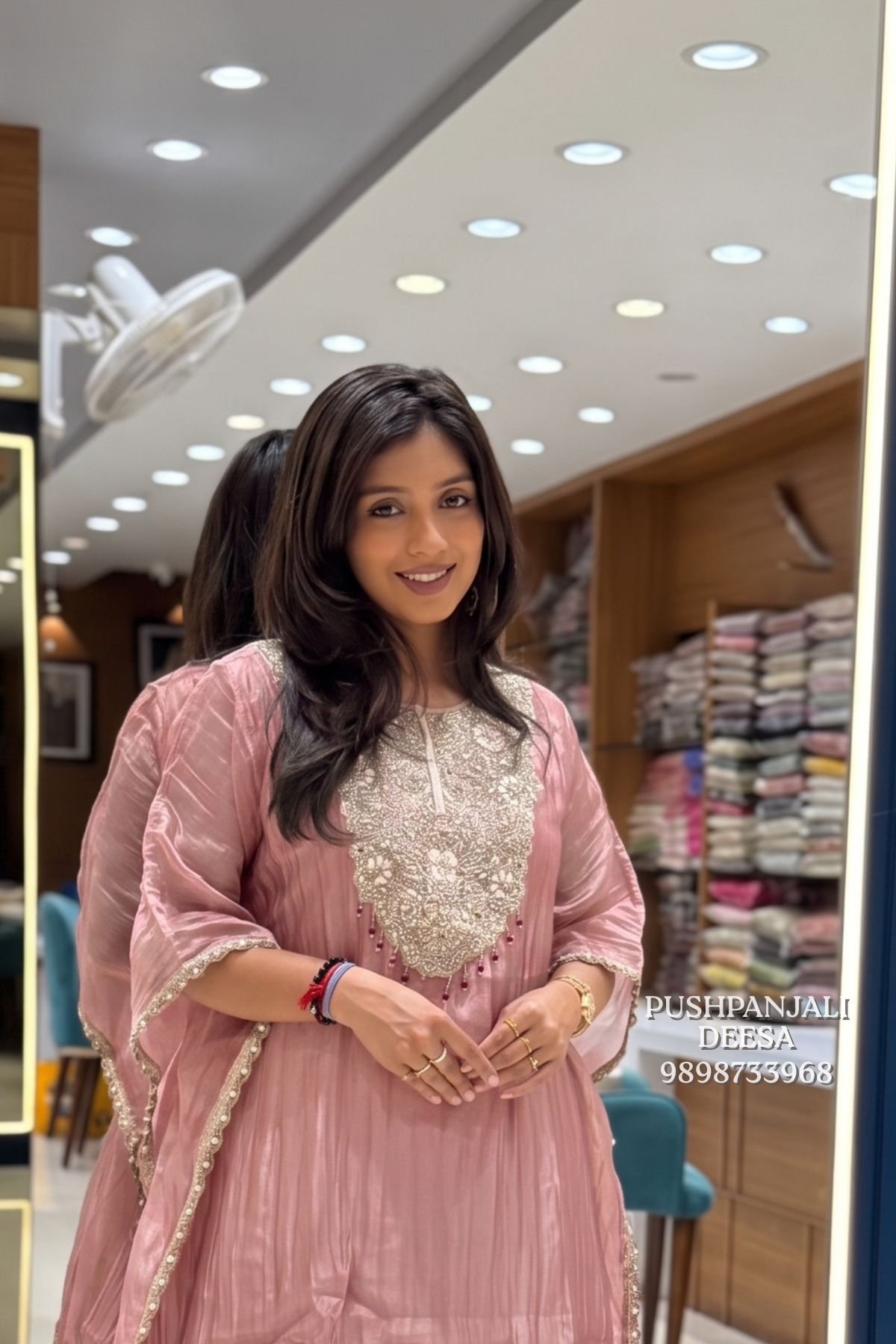 Pink Embroidered Kaftan