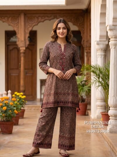 Printed Mashru Gaggy Co-Ord Set
