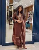 Brown Embroidered Kurta Pant Dupatta Set