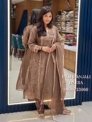 Brown Embroidered Kurta Pant Dupatta Set