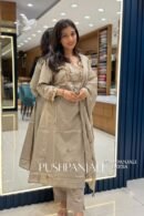 Beige Embroidered Pure Cotton Kurta Pant Set with Dupatta | Elegant Ethnic Wear