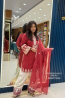 Red Embroidered Kurta Pant Set with Dupatta